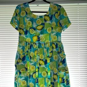Vintage Colorful Lemon Citrus Dress